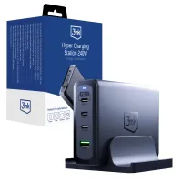 Stacja ładująca 3mk Hyper Charging Station 240W 3x USB-C 1x USB-A - srebrna