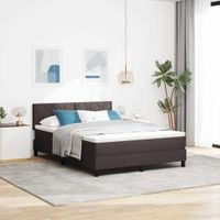 Łóżko box spring z materacem i LED ciemny brąz 140x200 cm tkanina