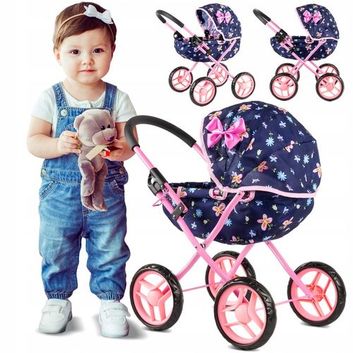 KINDERPLAY WÓZEK DLA LALEK GŁĘBOKI GONDOLA SKŁADANY DASZEK MIĘKKIE KOŁA na Arena.pl