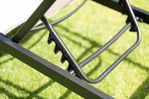 Leżak ogrodowy beżowy wygodny z aluminium rozkładany Leżanka na taras 60 cm na Arena.pl