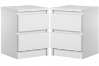 Komplet Szafki Nocne Stolik Do Sypialni Pari 2 Szuflady Biały Mat