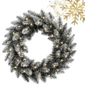 girlanda wieniec ozdobny na drzwi 50cm choinka  lampkami 50 led wsn30