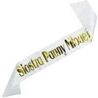 Siostra Panny Młodej - biała szarfa ze złotym nadrukiem