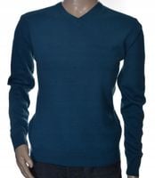 Sweter męski gładki wełniany w szpic z wełny XXL 2XL