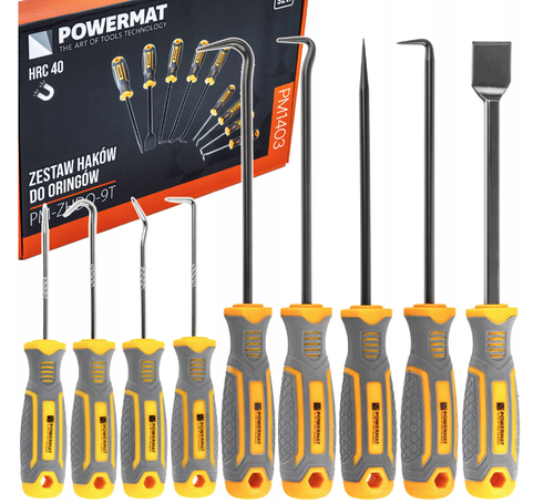 ZESTAW HACZYKÓW Z RĘKOJEŚCIĄ 9el. HAKÓW SKROBAKÓW DO ORINGÓW USZCZELEK HAK na Arena.pl