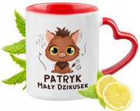 Kubek Czerwony Z Uszkiem W Kształcie Serca Dla Patryka Na Prezent
