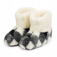 Ocieplane Bambosze Damskie Papucie Kratka Wełniane