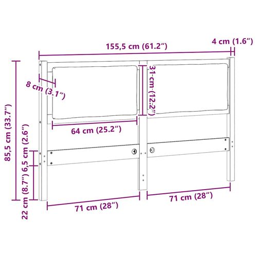 Zagłówek Inny Brązowy 150 cm Lite drewno sosnowe na Arena.pl