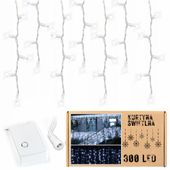 LAMPKI KURTYNA ŚWIATEŁKA ŁAŃCUCH ŚWIĄTECZNE ZEWNĘTRZNE 300 LED 12M ZIMNA