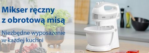 MIKSER RĘCZNY ZHM 2459S Z MISĄ 700W BIAŁY 4 KOŃCÓWKI ROBOT KUCHENNY na Arena.pl