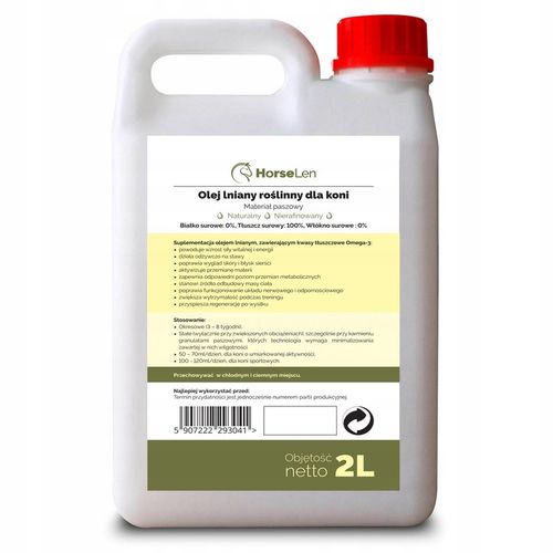NATURALNY OLEJ LNIANY 2L DLA KONI Świeży HORSELEN na Arena.pl