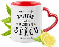 Kubek Czerwony Z Uszkiem W Kształcie Serca Dla Kapitana Na Prezent