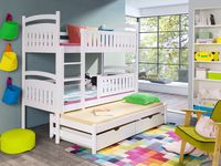 Łóżko piętrowe 3- osobowe Blanka pod materac 80x180 - biały 48H!