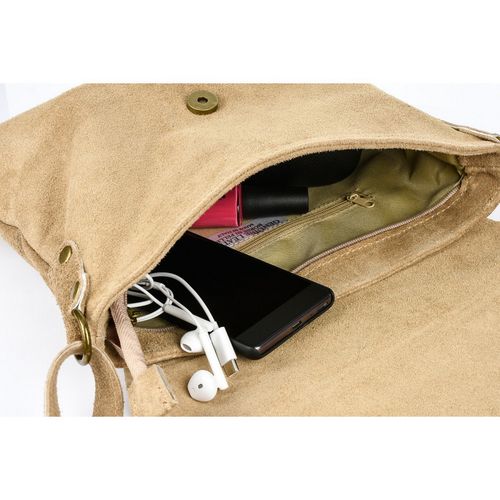 VERA PELLE torebka zamszowa listonoszka z klapą V480 c.jeansowa na Arena.pl