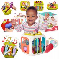 Kostka Sensoryczny Sorter Edukacyjny MONTESSORI 7w1 Cymbałki Klocki Krztałt