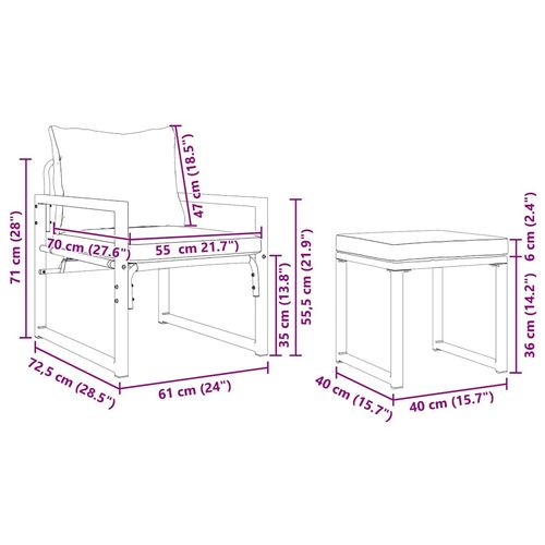 Zestaw Sof na Ogród 4 pcs Czarny 61 x 72.5 x 71 cm Stal na Arena.pl
