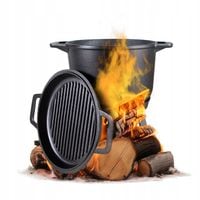 KOCIOŁEK ŻELIWNY Z PATELNIĄ GARNEK MYŚLIWSKI WĘGIERSKI 8L NA OGNISKO GRILL