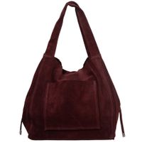 VERA PELLE torebka zamszowa shopper z saszetką na ramię V683 c.bordowa
