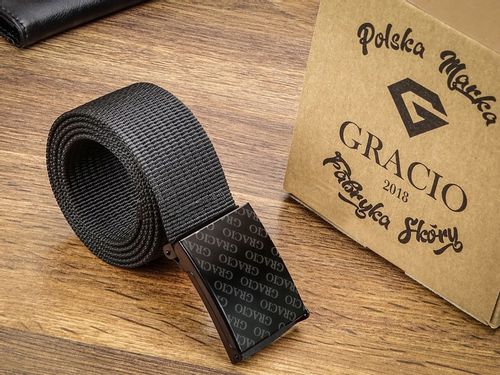 Pasek Parciany do Spodni Szeroki Czarny Gracio 95cm na Arena.pl