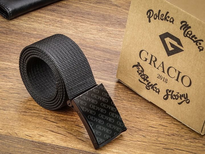 Pasek Parciany do Spodni Szeroki Czarny Gracio 95cm zdjęcie 4