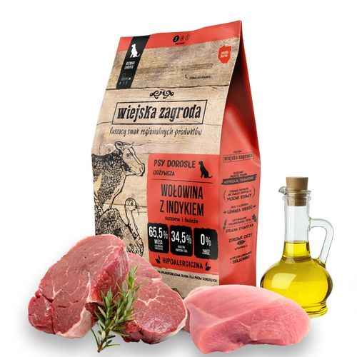 Wiejska Zagroda Karma sucha dla psa WOŁOWINA INDYK WARZYWA Małe rasy S 2kg na Arena.pl