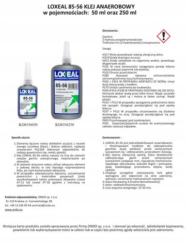 KLEJ DO GWINTÓW ŚRUB LOXEAL 85-56 MOCNY M56 2'' 250 ml na Arena.pl