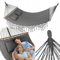 HAMAK OGRODOWY DWUOSOBOWY DUŻY BOHO Z PODUSZKAMI I DRĄŻKIEM OUTTEC