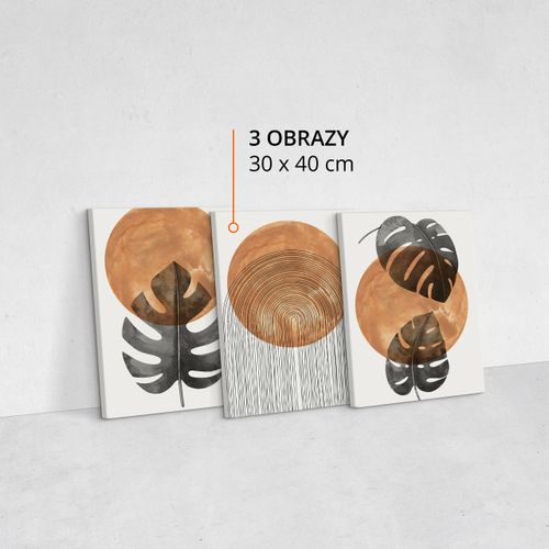 OBRAZY NA PŁÓTNIE SET LIŚCIE TROPIKALNE MONSTERY AKWARELE BOHO 90cm x 40cm na Arena.pl