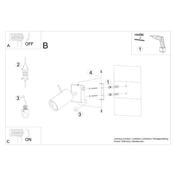 Kinkiet RING biały z włącznikiem zdjęcie 5
