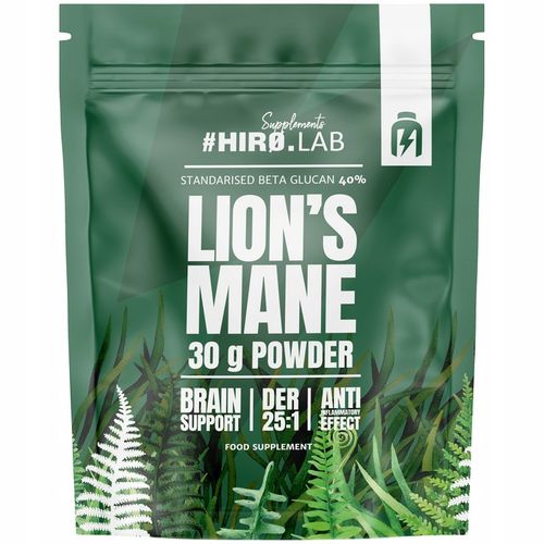 LION'S MANE SOPLÓWKA JEŻOWATA EKSTRAKT PAMIĘĆ 500mg DER 25:1 30g HIRO.LAB na Arena.pl