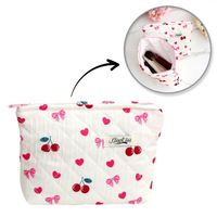 kosmetyczka damska pikowana kuferek wisienki, kokardki 26 x 7 x 18 cm