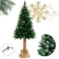 choinka na pniu z sosny, sztuczna jak żywa świerk 180 cm gęsta ośnieżona