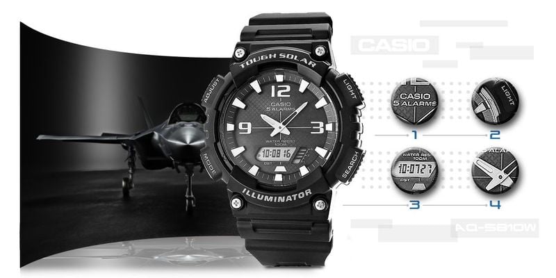 Zegarek Męski CASIO SOLAR AQ-S810W-1AVEF CASIO zdjęcie 4