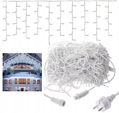 SOPLE 100 LED BIAŁY ZIMNY KURTYNA ZASŁONA PROGRAMATOR LAMPKI CHOINKOWE 4M na Arena.pl