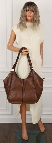 Torebka Damska na Ramię Włoskiej Marki Torba Miejska Shopper L16730 Brązowa na Arena.pl