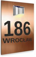 miedziana TABLICZKA lampka solarna ADRESOWA twój adres dibond 30x20 cm