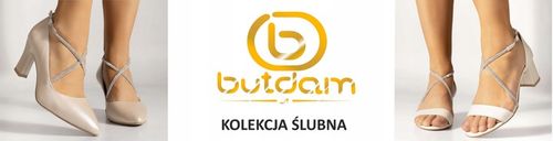 Ślubne Czółenka brokatowe z ozdobnymi paseczkami na krzyż srebrne BUTDAM 39 na Arena.pl