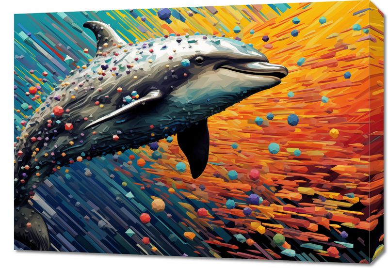 Obraz 70x50cm Delfin w Palecie Barw zdjęcie 1