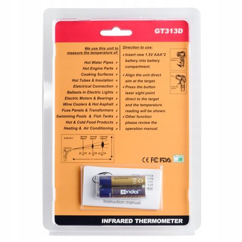 PIROMETR TERMOMETR LASEROWY BEZDOTYKOWY NA PODCZERWIEŃ EMISYJNOŚĆ -50 +950° na Arena.pl