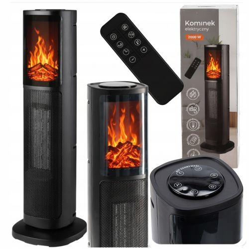 KOMINEK ELEKTRYCZNY KOLUMNOWY TERMOWENTYLATOR 2000W EFEKT PŁOMIENIA na Arena.pl