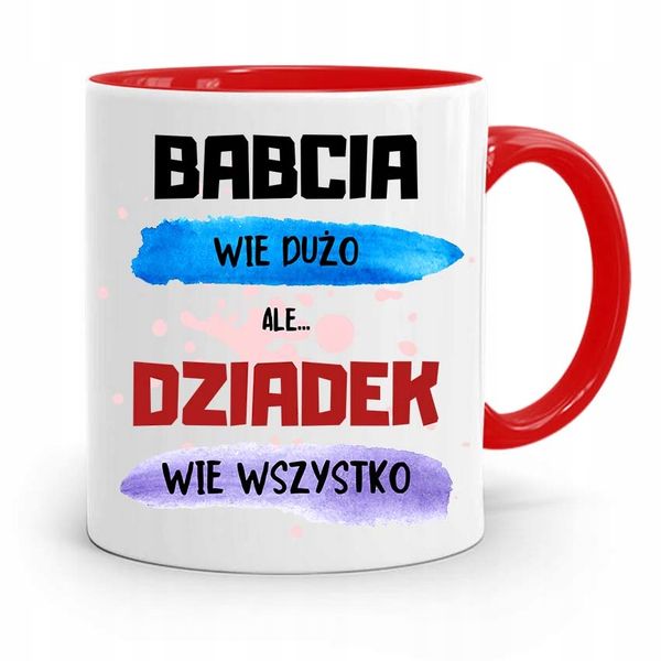 Kubek Czerwony Dla Dziadka Dziadek Wie Wszystko Z Nadrukiem Ze Zdjęciem zdjęcie 1