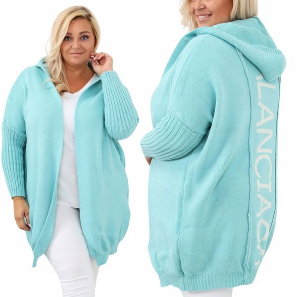Narzutka kardigan oversize miętowa plus size zdjęcie 1