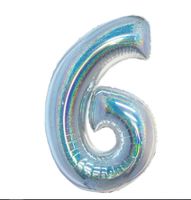 BALON FOLIOWY B&C CYFRA 6 HOLOGRAFICZNA SREBRNA 76CM GODAN