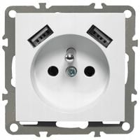 GNIAZDKO QUADRA 230V USB 2.1A BIALE PODTYNKOWE