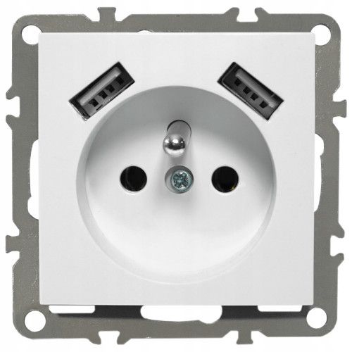 GNIAZDKO QUADRA 230V USB 2.1A BIALE PODTYNKOWE zdjęcie 1