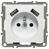 GNIAZDKO QUADRA 230V USB 2.1A BIALE PODTYNKOWE