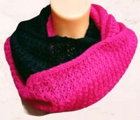 KOMIN MODNY SZALIK PLECIONY duży CIEPŁY różowo czarny ESTARE 180X30cm