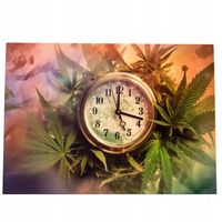 2 x Obraz 100x70 marihuana zioło konopie zegar liście