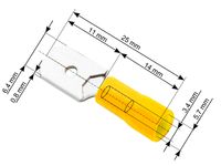 Konektor izolowany płaski męski 6,3/0,8 żółty
