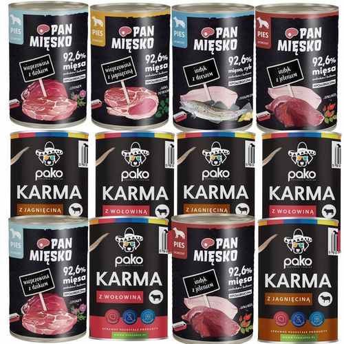 PAN MIĘSKO PAKO MIX KARMA MOKRA DLA PSA MIX 6 SMAKÓW PUSZKA 12 X 400 G na Arena.pl